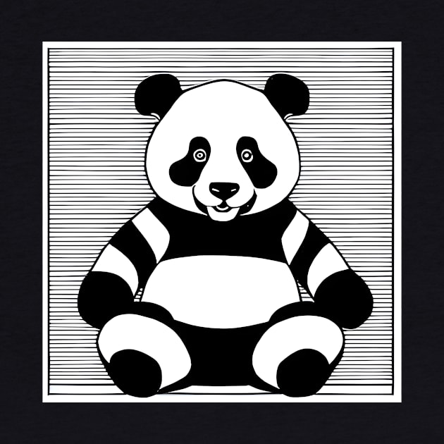 Panda in a Stripes Pullover by Kingrocker Clothing